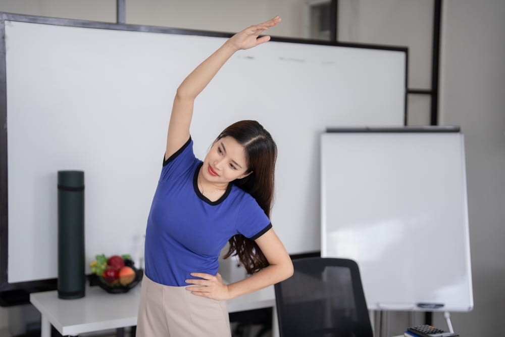 Simple workplace exercises can help keep blood moving and reduce strain on the veins.